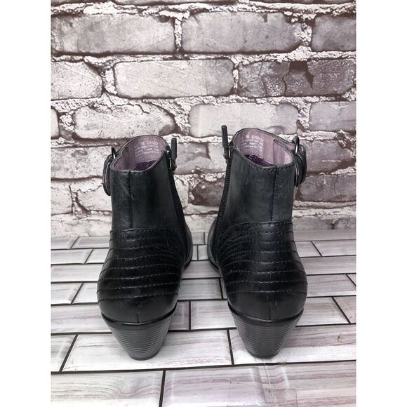 Dansko Black Leather Ankle Boots Block Heel Zip Heel Booties Women 38EU/7.5M US - Picture 5 of 16